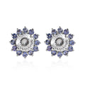 TLV 120 Facets Moissanite (Rnd 6.5mm), Tanzanite Floral Stud Earrings in Platinum Over Sterling Silver 2.90 ctw - Sticky add to cart bar