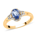 Ceylon Blue Sapphire and Diamond Ring in Vermeil Yellow Gold Over Sterling Silver (Size 10.0) 1.15 ctw - Sticky add to cart bar