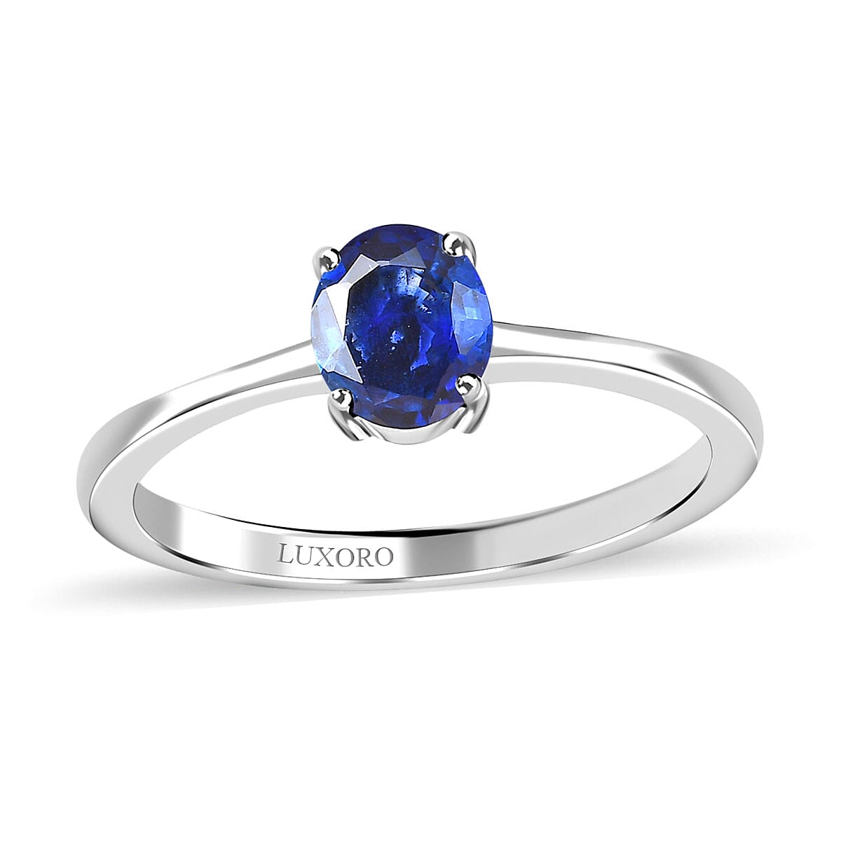 Luxoro 10K White Gold AAA Ceylon Blue Sapphire Solitaire Ring 0.75 ctw