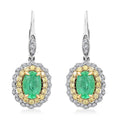Modani 14K White Gold Emerald, Natural Yellow and White Diamond Earrings 1.90 ctw - Sticky add to cart bar