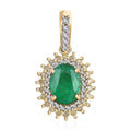 Luxoro 10K Yellow Gold AAA Kagem Zambian Emerald, Natural Yellow and White Diamond I3 Double Halo Pendant 1.60 ctw - Sticky add to cart bar
