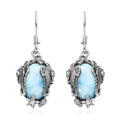 Artisan Crafted Larimar Solitaire Earringa in Sterling Silver 14.10 ctw - Sticky add to cart bar