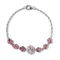 Pink Morganite and Multi Gemstone Bracelet in Vermeil Rose Gold and Platinum Over Sterling Silver (7.25 In) 2.75 ctw