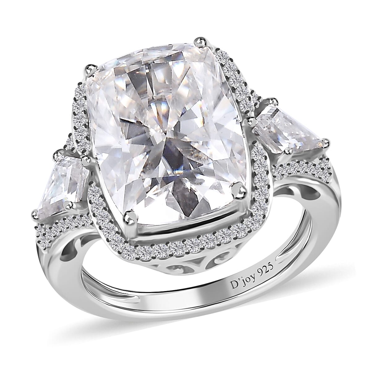 Moissanite Ring in Platinum Over Sterling Silver 7.60 ctw