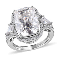 Moissanite Ring in Platinum Over Sterling Silver 7.60 ctw