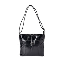 Black Faux Leather Crossbody Bag (9.45"1.97"x9.45") with Shoulder Strap