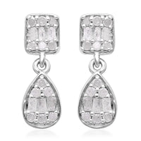 Diamond Dangle Earrings in Platinum Over Sterling Silver 0.25 ctw