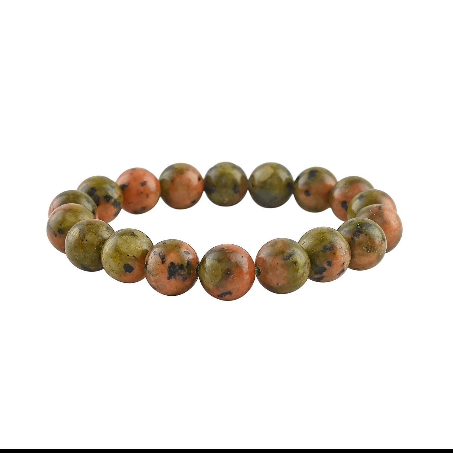 Unakite 10mm Beaded Stretch Bracelet 90.00 ctw
