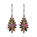 Multi-Tourmaline Floral Lever Back Earrings in Platinum Over Sterling Silver 4.25 ctw - Sticky add to cart bar