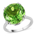 Concave Cut Chartreuse Quartz (Triplet) and White Zircon Ring in Platinum Over Sterling Silver 10.10 ctw - Sticky add to cart bar