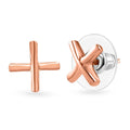 Vermeil Rose Gold Over Sterling Silver Cross Earrings - Sticky add to cart bar