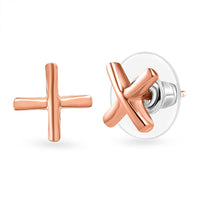 Vermeil Rose Gold Over Sterling Silver Cross Earrings