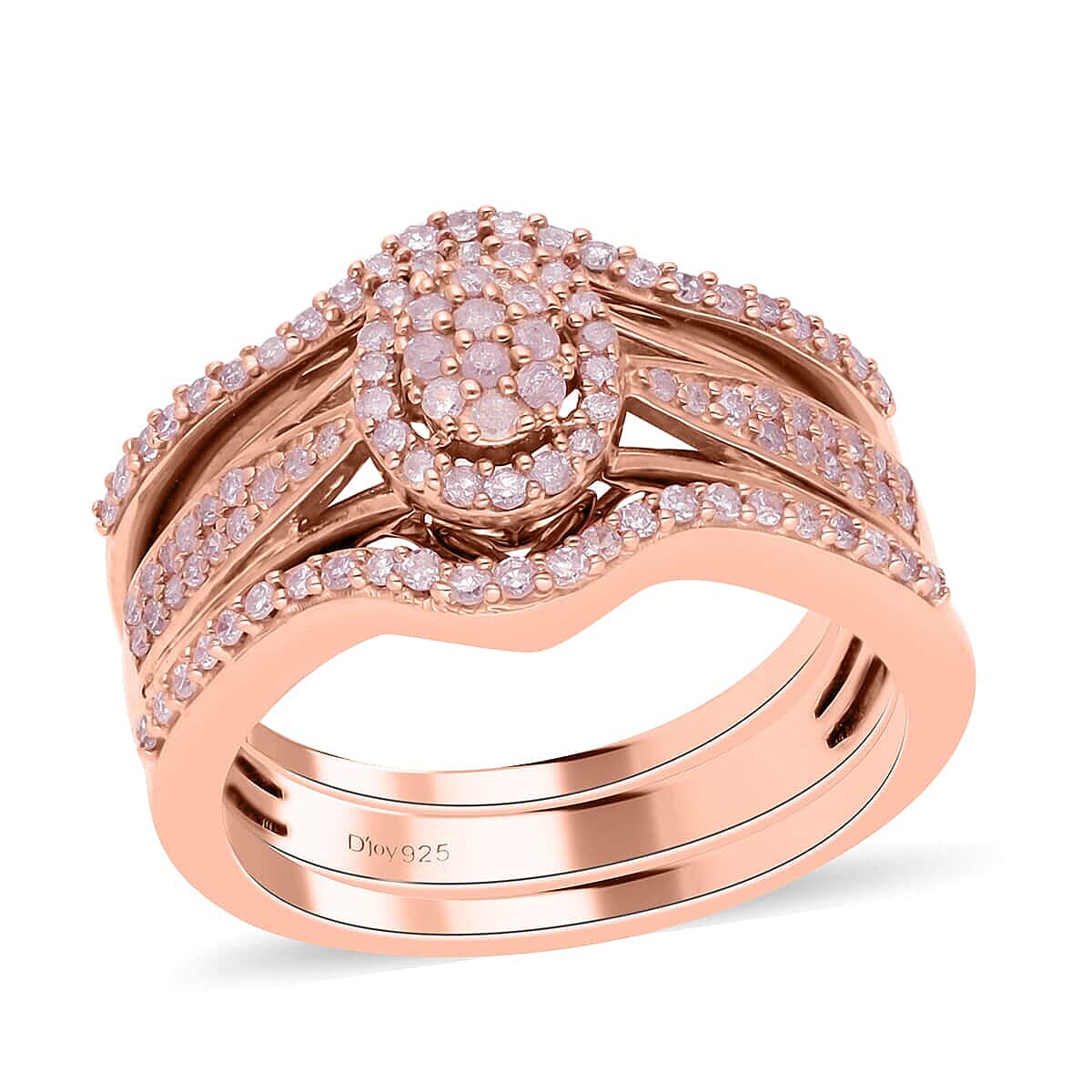 Natural Pink Diamond I3 Ring in Vermeil Rose Gold Over Sterling Silver (Size 10.0) 0.50 ctw