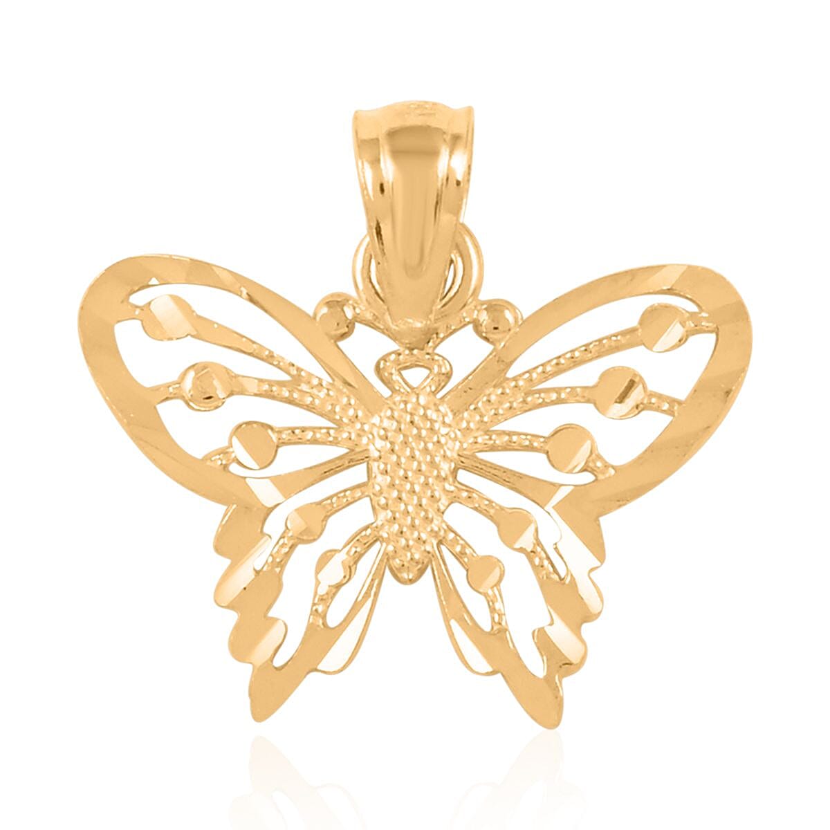 Made In America 10K Yellow Gold Diamond-cut Butterfly Pendant