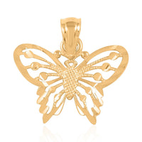 Made In America 10K Yellow Gold Diamond-cut Butterfly Pendant