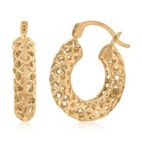 Made in America 10K Yellow Gold Diamond-cut Hoop Earrings (2.4 g)