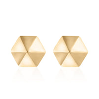 Luxoro 10K Yellow Gold Hexagon Shape Stud Earrings 0.65 Grams