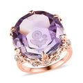GP Italian Garden Collection Rose De France Amethyst and White Zircon Ring in Vermeil Rose Gold Over Sterling Silver 22.35 ctw - Sticky add to cart bar