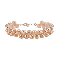 Champagne Glass Beaded Bracelet in 14K YG Over Sterling Silver (7.5-8.5In)
