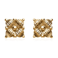Luxoro 10K Yellow Gold Four Petal Floral Stud Earrings 1 Grams