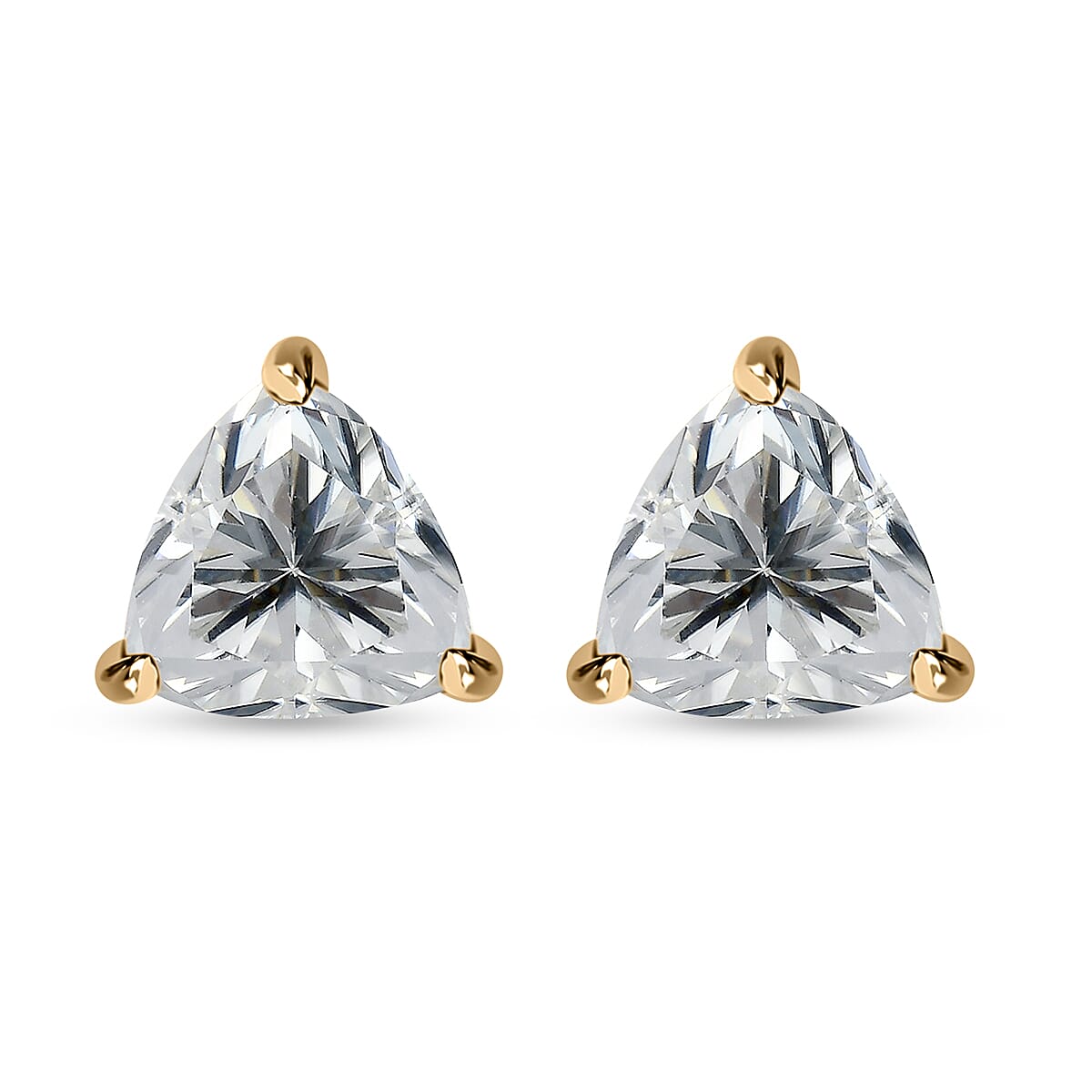 Luxoro 10K Yellow Gold Moissanite Solitaire Stud Earrings 1.60 ctw