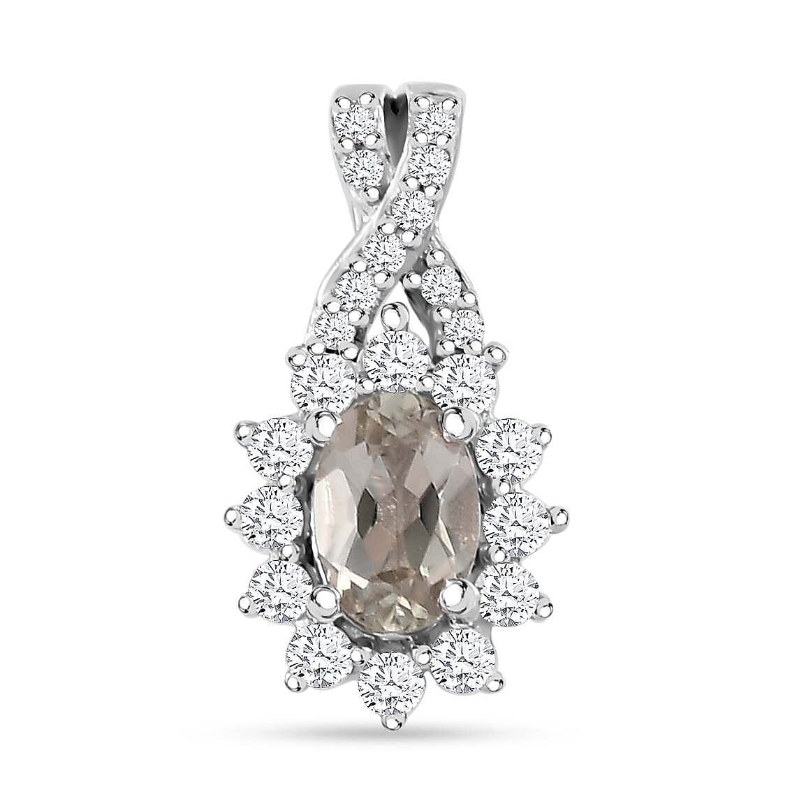 AAA Turkizite and Moissanite 0.85 ctw Pendant in Platinum Over Sterling Silver