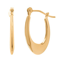 14K Yellow Gold 26x3mm Leaf Design Textured Hoop Earrings (2 g)