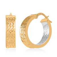 14K Yellow and White Gold 21.2X6mm Hoop Earrings (3.3 g)