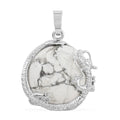 Howlite Dragon Sphere Pendant in Silvertone 25.00 ctw - Sticky add to cart bar