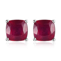 Niassa Ruby (FF) Solitaire Stud Earrings in Platinum Over Sterling Silver 5.00 ctw