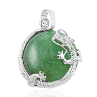 Howlite Dragon Sphere Pendant in Silvertone 25.00 ctw
