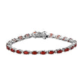 Mexican Cherry Fire Opal and White Zircon Tennis Bracelet in Platinum Over Sterling Silver (6.50 In) 3.90 ctw - Sticky add to cart bar