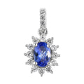 Tanzanite and White Zircon Sunburst Pendant in Platinum Over Sterling Silver 1.00 ctw - Sticky add to cart bar