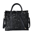 Black Leopard Print Faux Leather Crossbody Bag (12.60"x6.30"x10.60") with Handle Drop and Shoulder Strap - Sticky add to cart bar