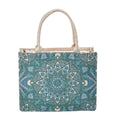 Beige and Turquoise Color Tote Bag with Handle Drop - Sticky add to cart bar