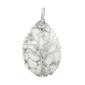 White Howlite Teardrop with Tree Wired Pendant in Silvertone 32.50 ctw - Sticky add to cart bar