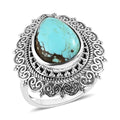 Artisan Crafted Blue Moon Turquoise Solitaire Ring in Sterling Silver 7.35 ctw - Sticky add to cart bar