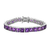 Premium Moroccan Amethyst and White Zircon Bracelet in Platinum Over Sterling Silver (6.50 In) 25.80 ctw (Del. in 7-10 Days)