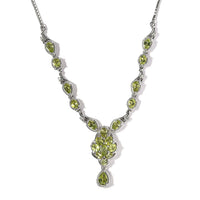 Premium Hebei Peridot and White Zircon 4.00 ctw Necklace in Rhodium Over Sterling Silver 19 Inches
