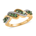 Premium Tsavorite Garnet and White Zircon Band Ring in Vermeil Yellow Gold Over Sterling Silver 0.75 ctw - Sticky add to cart bar