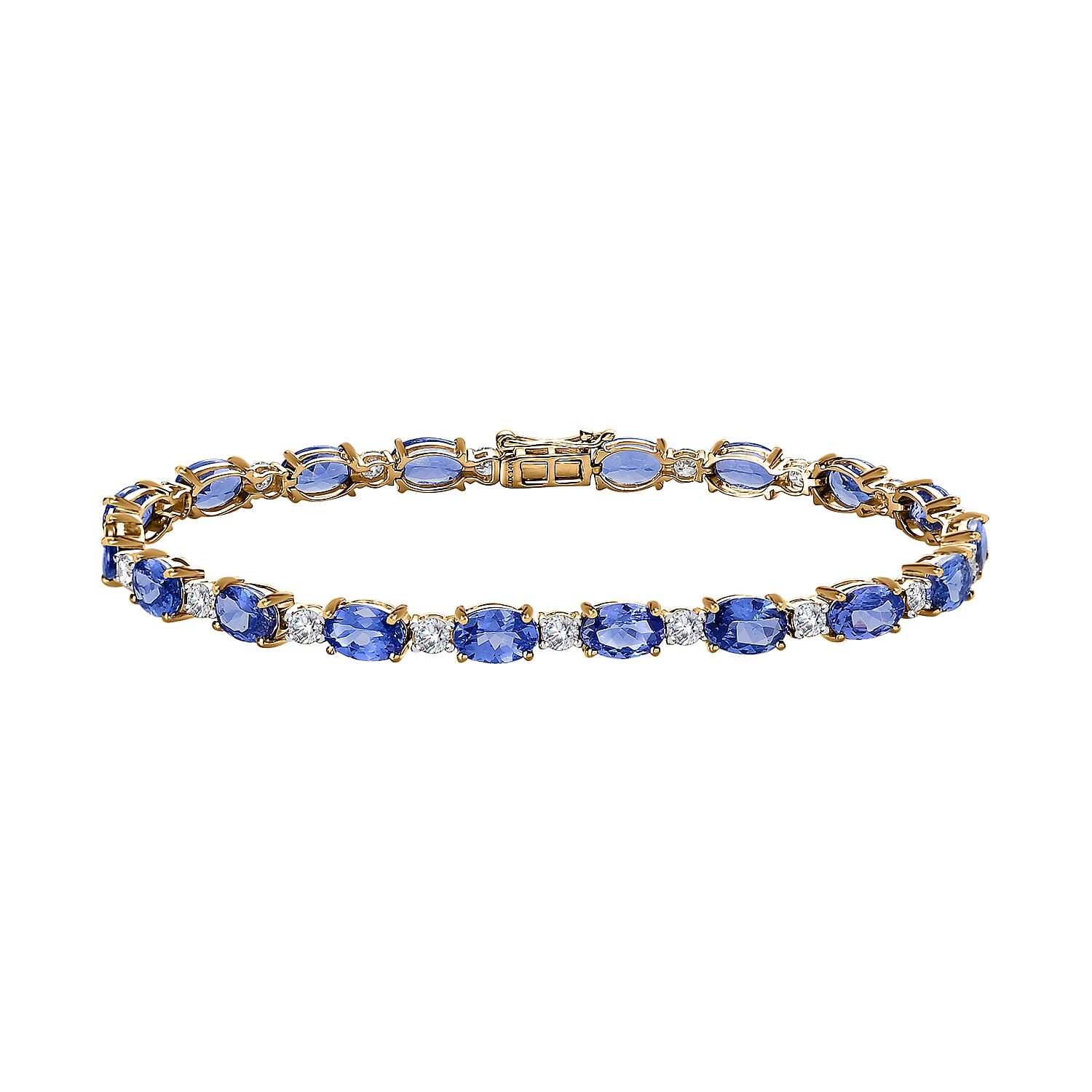 Luxoro 14K Yellow Gold Premium Tanzanite and Moissanite Bracelet (6.50 In) 4.60 Grams 10.00 ctw