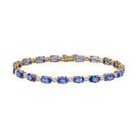 Luxoro 14K Yellow Gold Premium Tanzanite and Moissanite Bracelet (6.50 In) 4.60 Grams 10.00 ctw