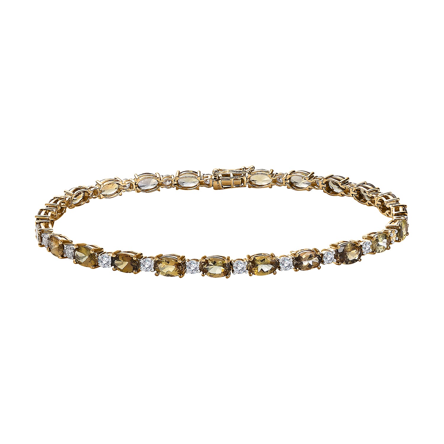 Luxoro 14K Yellow Gold Premium Tanzanite and Moissanite Bracelet (6.50 In) 4.60 Grams 10.00 ctw