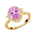 Iliana 18K Yellow Gold AAAA Patroke Kunzite and G-H SI Diamond Halo Ring 3.80 ctw (Del. 15-20 Days) - Sticky add to cart bar