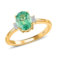 Certified Iliana 18K Yellow Gold AAA Kagem Zambian Emerald and G-H SI Diamond Ring 1.25 ctw
