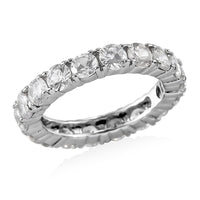 White Zircon Eternity Band Ring in Stainless Steel 3.65 ctw