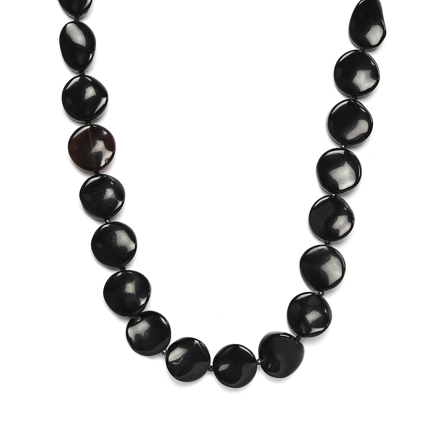 Black Agate and Thai Black Spinel Necklace 18 Inches in Sterling Silver 256.20 ctw