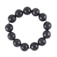 Shungite 15-17mm Beaded Stretch Bracelet n Rhodium Over Sterling Silver 367.00 ctw