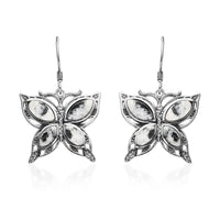 Artisan Crafted White Buffalo Butterfly Earrings in Sterling Silver 7.40 ctw