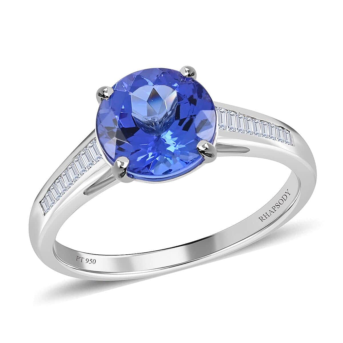 Certified Rhapsody 950 Platinum AAAA Tanzanite and E-F VS Diamond Ring 5.25 Grams 3.25 ctw (Del. in 10-15 Days)